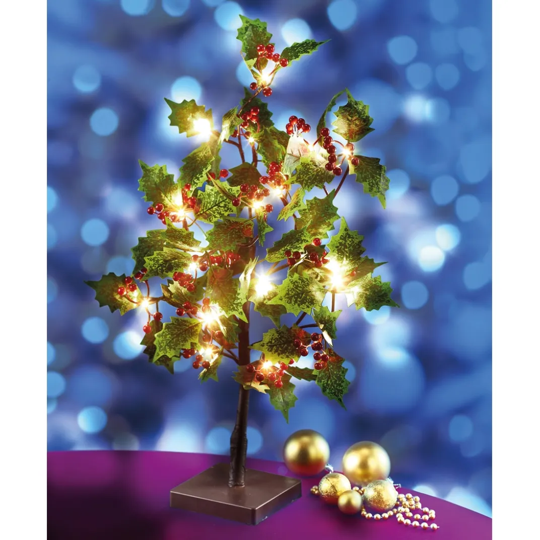 Décorations Intérieures Noël|Accessoires Mode|Tempsl Arbuste houx LED