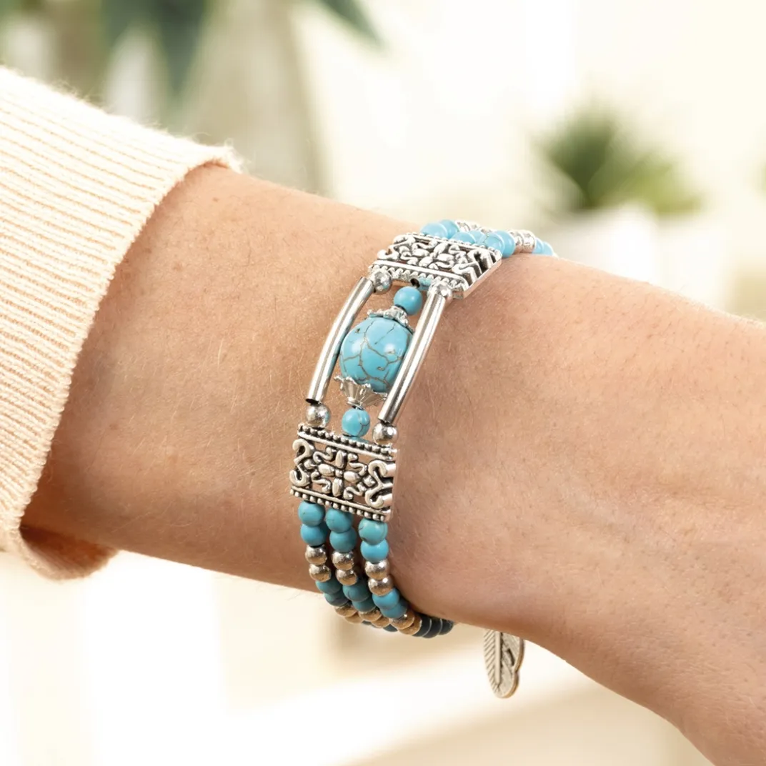 Produits De Beauté|Tempsl Bracelet coloris argenté et turquoise
