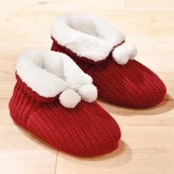 Chaussures, Chaussons Et Accessoires|Tempsl Chaussons pompons rouge