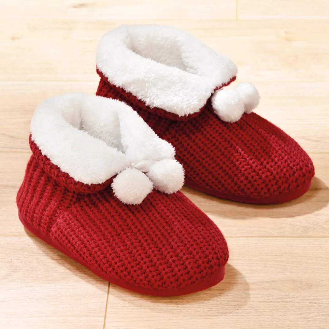 Chaussures, Chaussons Et Accessoires|Tempsl Chaussons pompons rouge