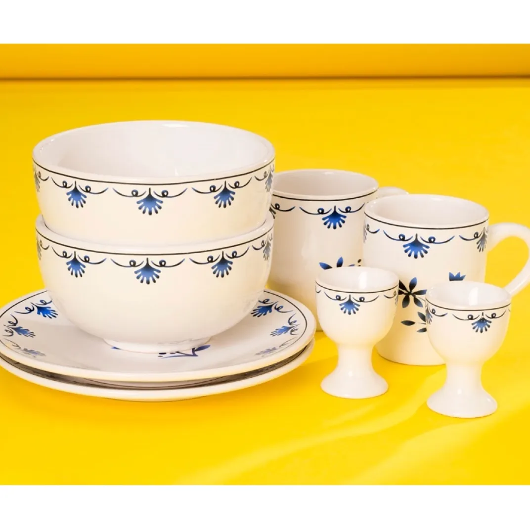 Idées Cadeaux Noël|Accessoires Petit-Déjeuner|Tempsl Ensemble petit déjeuner bleu