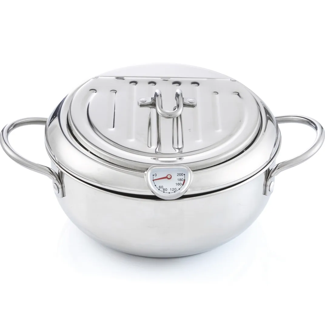 Cuisson Et Accessoires|Tempsl Friteuse inox couvercle grille