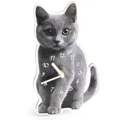 Décorations|Tempsl Horloge chat gris