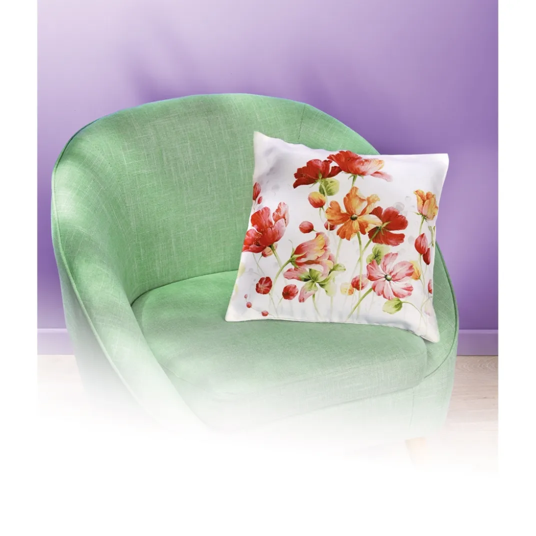 Décorations|Tempsl Housse coussin coquelicots orange