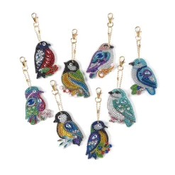 Loisirs Créatifs|Tempsl Kit broderie diamant 8 porte-clefs oiseaux