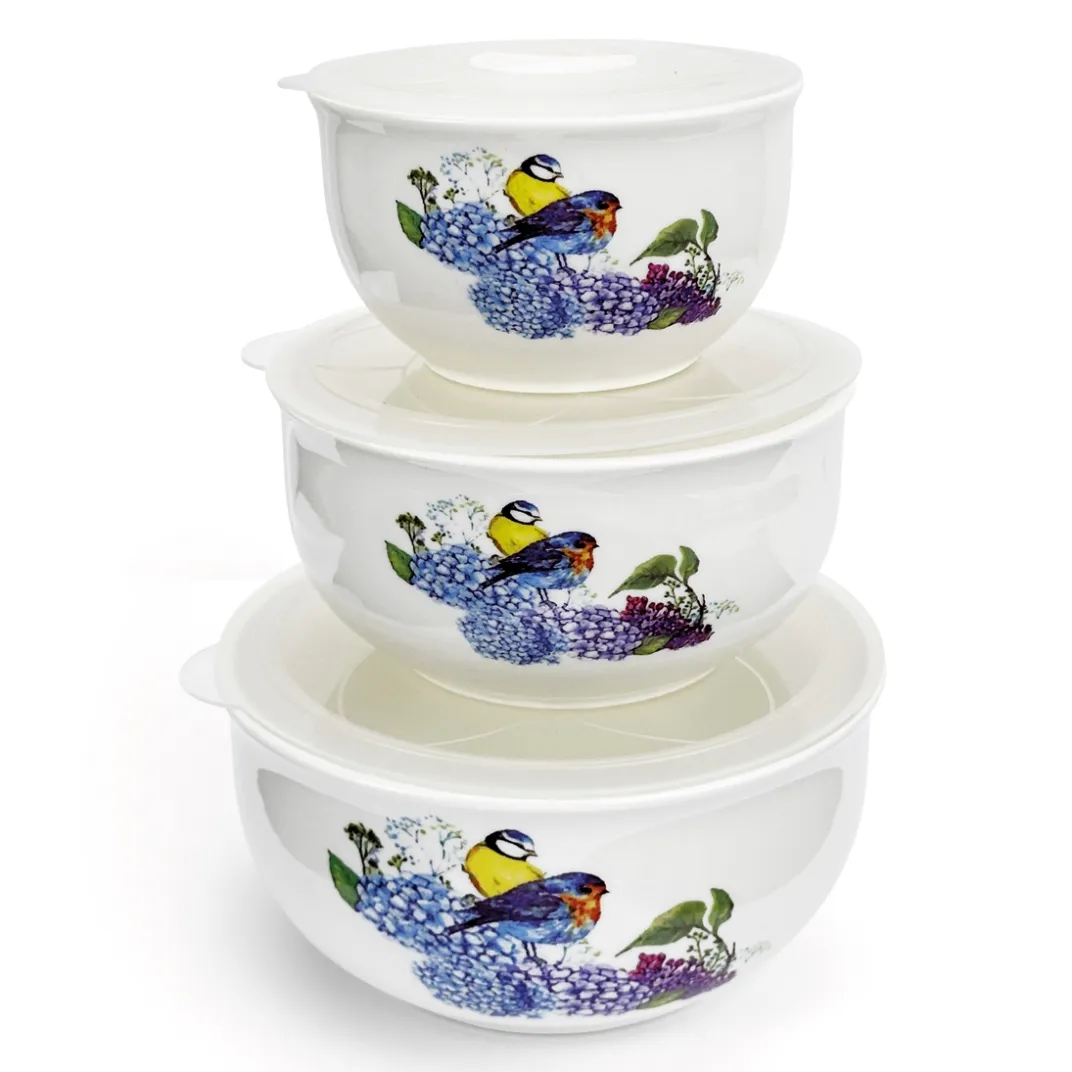 Fraîcheur / Conservation|Tempsl Lot de 3 bols avec couvercle oiseaux