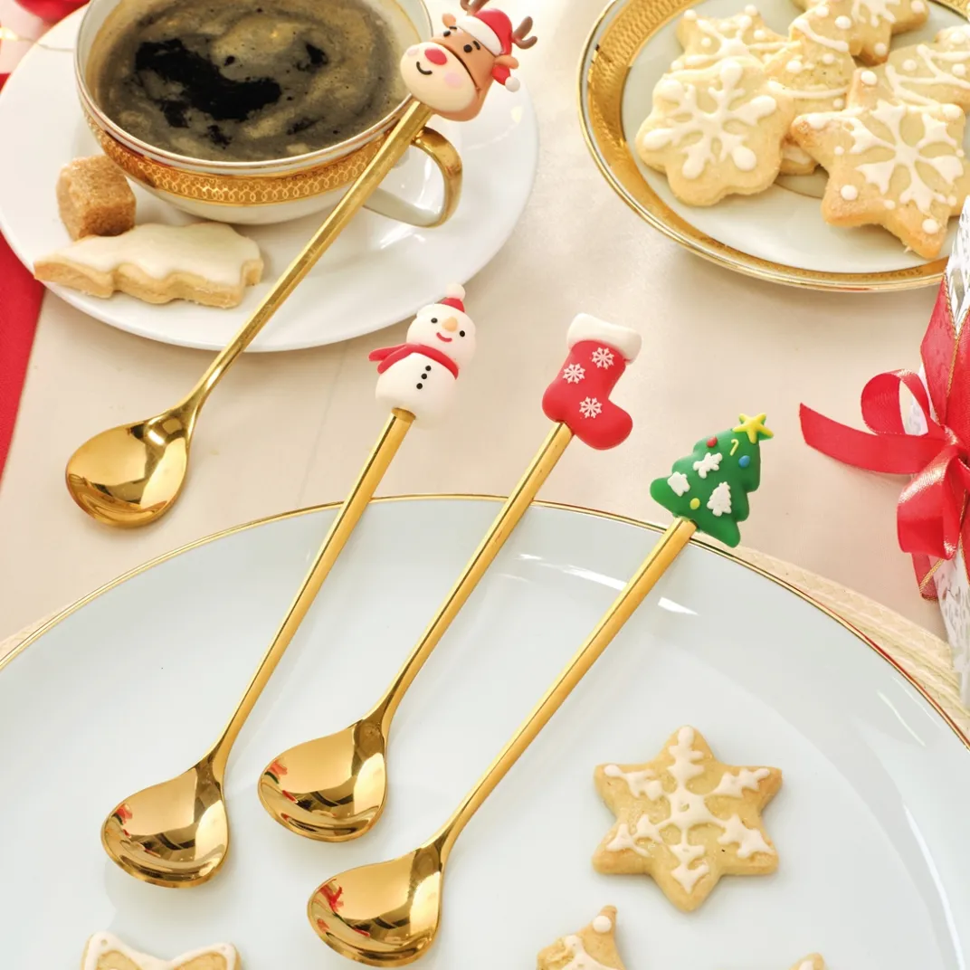 Table De Noël|Art De La Table|Tempsl Lot de 4 cuillères de Noël