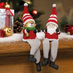 Décorations Intérieures Noël|Décorations|Tempsl Lot de 2 figurines de Noël assises