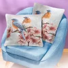 Décorations|Tempsl Lot de 2 housses coussin oiseau bleu