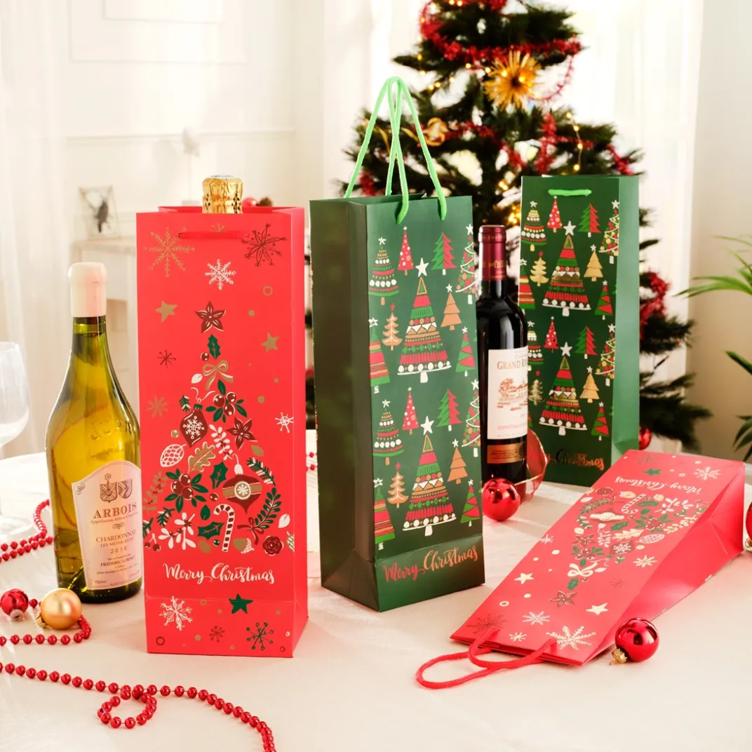 Emballages Cadeaux|Accessoires Bureau|Tempsl Lot de 4 sacs cadeaux bouteilles