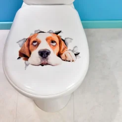 Salle De Bain Et Hygiène|Tempsl Lot de 2 stickers WC chat et chien