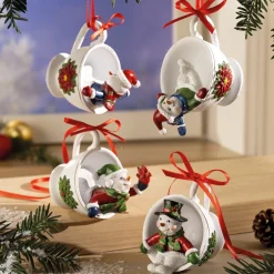Décorations Intérieures Noël|Décorations|Tempsl Lot de 4 suspensions bonhomme de neige