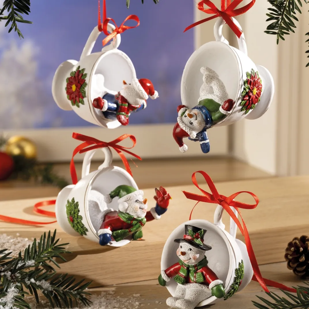 Décorations Intérieures Noël|Décorations|Tempsl Lot de 4 suspensions bonhomme de neige