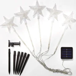 Décorations Extérieures Noël|Décorations Lumineuses|Tempsl Lot de 5 étoiles solaires