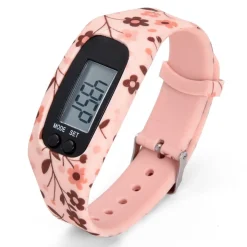 Aide Et Accessoires Confort|Tempsl Montre podomètre silicone Noire, Blanc ou Fleurs