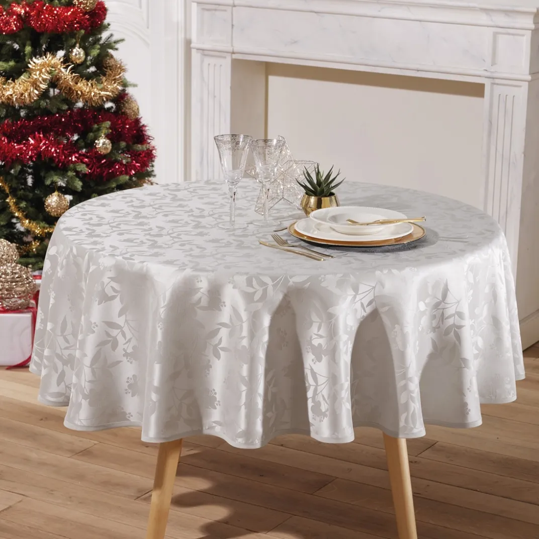 Table De Noël|Art De La Table|Tempsl Nappe irisée ronde - Grise (180 cm)