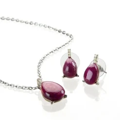 Sacs, Bijoux Et Accessoires|Tempsl Parure pendentif + boucles d'oreilles goutte bordeaux