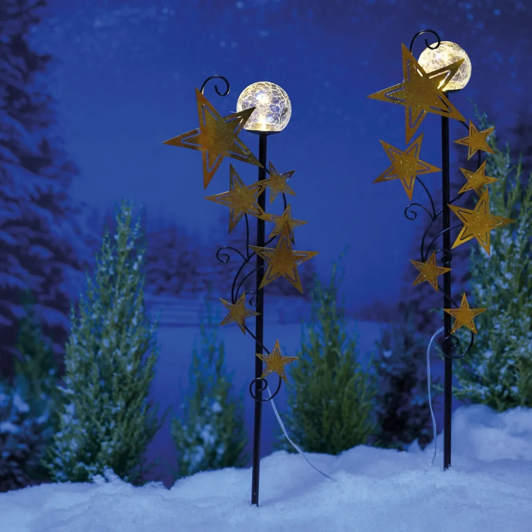Décorations Extérieures Noël|Décorations Lumineuses|Tempsl 2 piquets 7 étoiles
