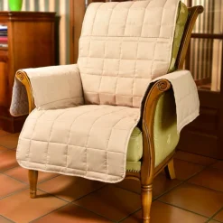 Idées Cadeaux Noël|Décorations|Tempsl Protège fauteuil matelassé beige / Protège canapé matelassé 2 ou 3 places beige