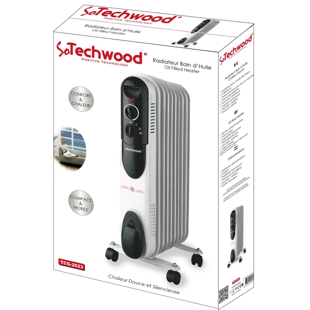 Accessoires Bricolage Et Astuces|Tempsl Radiateur bain d'huile 2000W Techwood®
