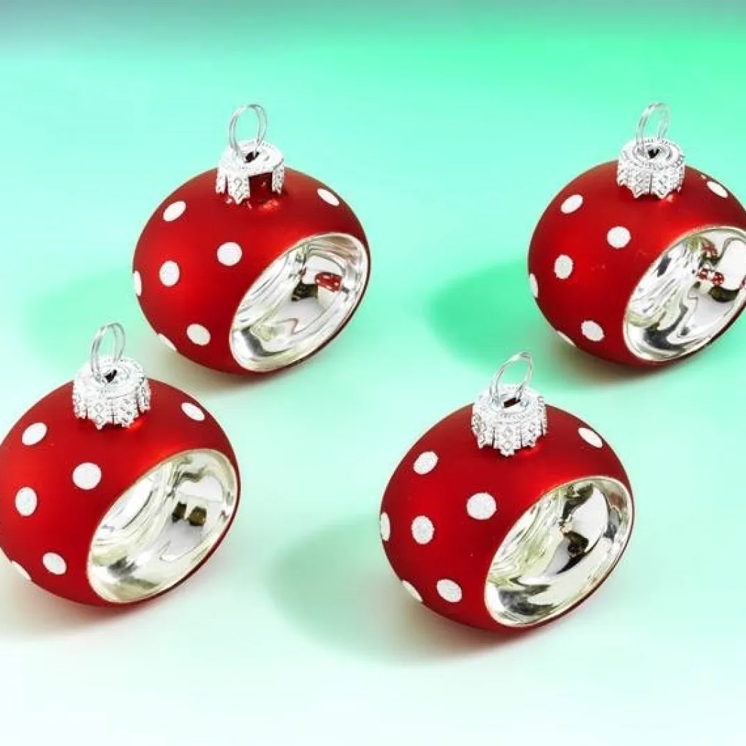 Table De Noël|Art De La Table|Tempsl 4 ronds de serviettes boules de Noël