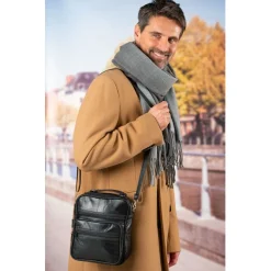 Sacs, Bijoux Et Accessoires|Tempsl Sacoche homme cuir noir