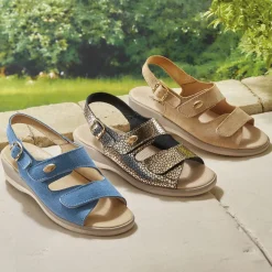 Chaussures, Chaussons Et Accessoires|Tempsl Sandales confort beige, bleu ou doré