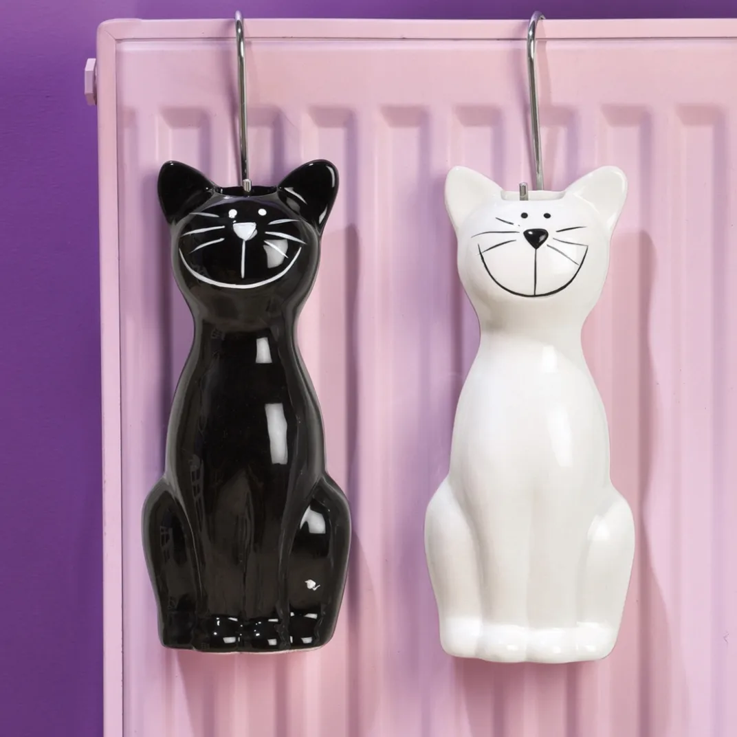 Décorations|Accessoires Bricolage Et Astuces|Tempsl 2 saturateurs chats noir + blanc