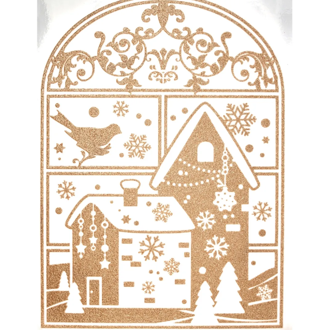 Décorations Intérieures Noël|Décorations Extérieures Noël|Tempsl 4 stickers dorés