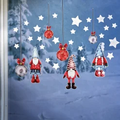 Décorations Intérieures Noël|Décorations Extérieures Noël|Tempsl Stickers fenêtre lutins