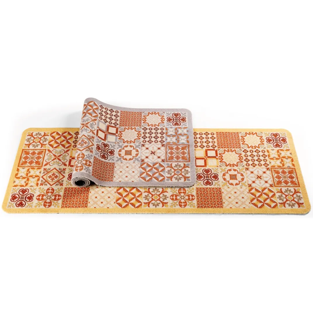 Décorations Cuisine|Tempsl Tapis carreaux de ciment gris 45 x 120 cm