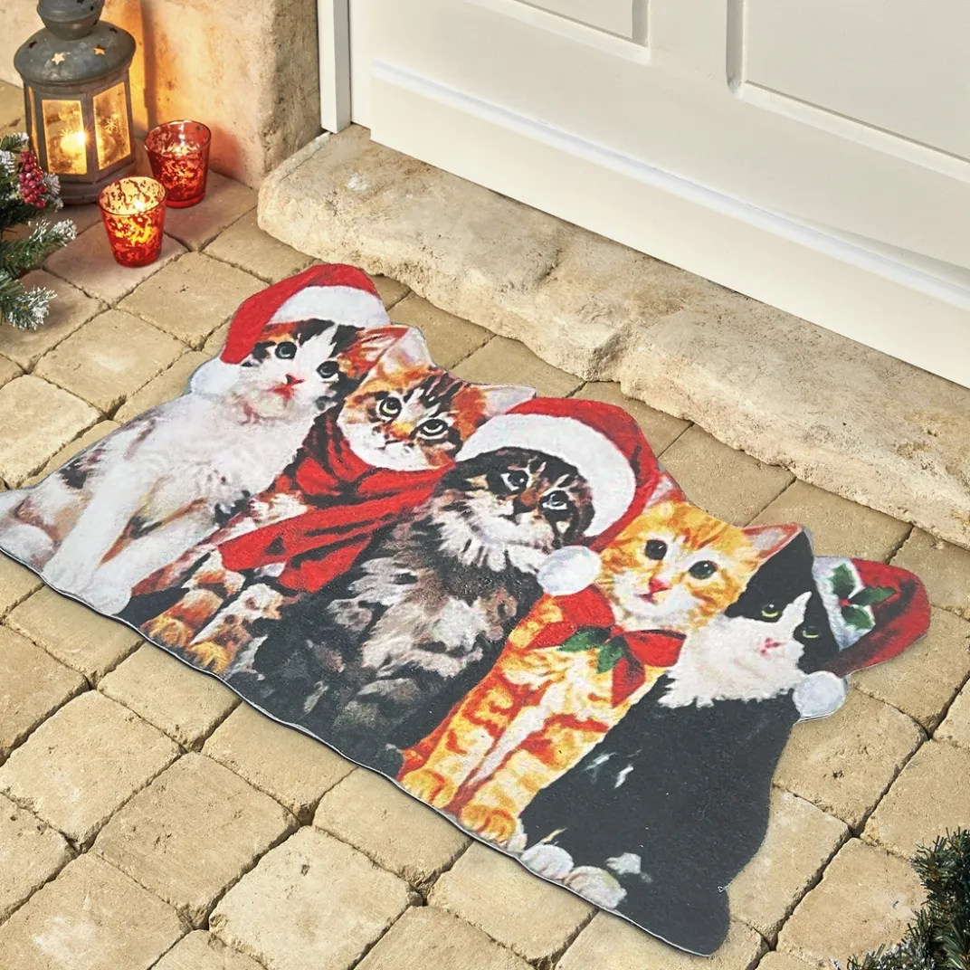 Décorations Intérieures Noël|Décorations|Tempsl Tapis d'extérieur Chats de Noël