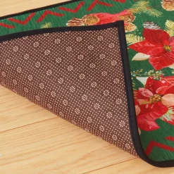 Décorations Intérieures Noël|Décorations Cuisine|Tempsl Tapis poinsettias vert