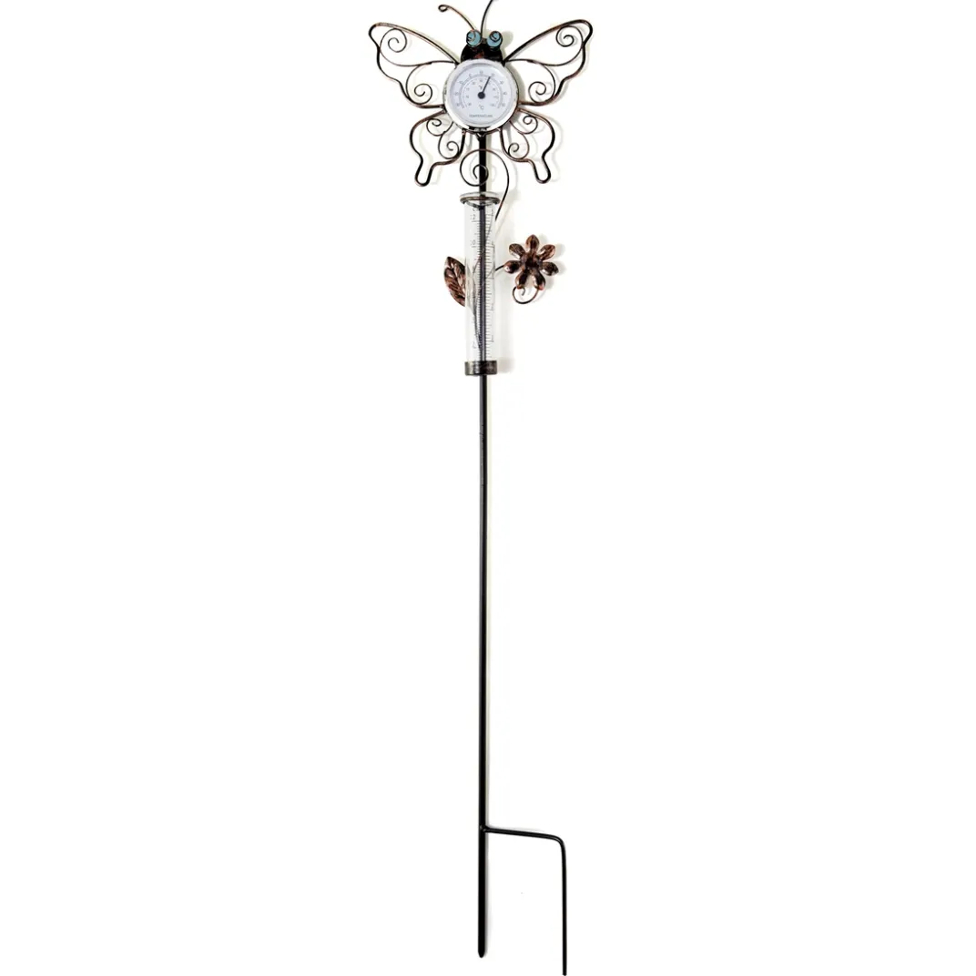 Décorations Jardin Et Extérieur|Tempsl Thermomètre/pluviomètre papillons arabesques